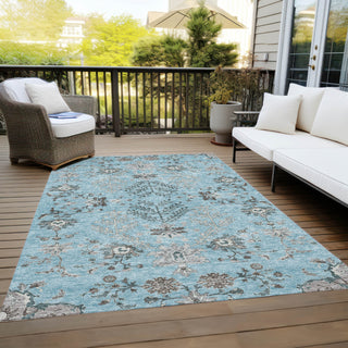 Piper Looms Chantille Floral ACN1156 Sky Machine Washable Area Rug Outdoor Lifestyle Image Feature
