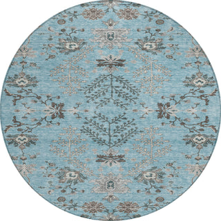 Piper Looms Chantille Floral ACN1156 Sky Machine Washable Area Rug Round Main Image