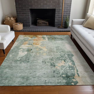 Piper Looms Chantille Abstract ACN1157 Seafoam Machine Washable Area Rug Lifestyle Image Feature