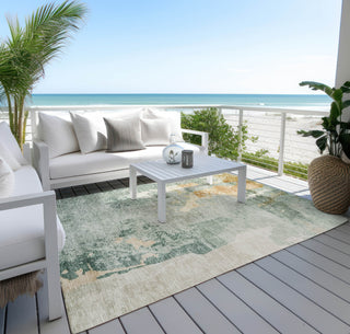 Piper Looms Chantille Abstract ACN1157 Seafoam Machine Washable Area Rug Outdoor Lifestyle Image Feature