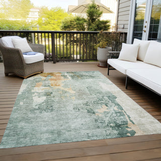 Piper Looms Chantille Abstract ACN1157 Seafoam Machine Washable Area Rug Outdoor Lifestyle Image Feature