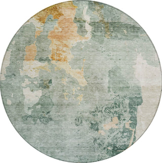 Piper Looms Chantille Abstract ACN1157 Seafoam Machine Washable Area Rug Round Main Image