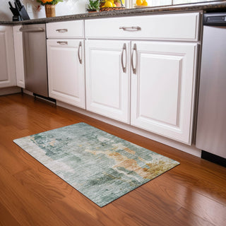 Piper Looms Chantille Abstract ACN1157 Seafoam Machine Washable Area Rug Scatter Lifestyle Image Feature