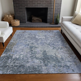 Piper Looms Chantille Modern ACN1162 Blue Machine Washable Area Rug Lifestyle Image Feature