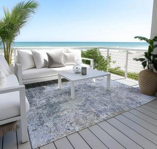 Piper Looms Chantille Modern ACN1162 Blue Machine Washable Area Rug Outdoor Lifestyle Image Feature