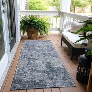 Piper Looms Chantille Modern ACN1162 Blue Machine Washable Area Rug Runner Outdoor Lifestyle Image Feature