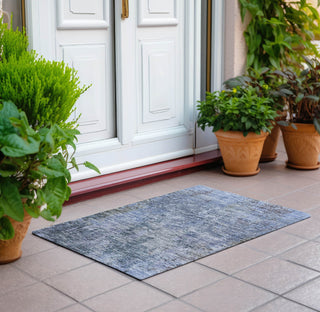 Piper Looms Chantille Modern ACN1162 Blue Machine Washable Area Rug Scatter Outdoor Lifestyle Image Feature