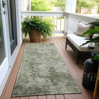 Piper Looms Chantille Modern ACN1162 Green Machine Washable Area Rug Runner Outdoor Lifestyle Image Feature