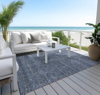 Piper Looms Chantille Geometric ACN1165 Navy Machine Washable Area Rug Outdoor Lifestyle Image Feature