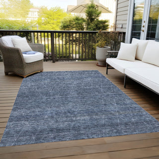 Piper Looms Chantille Geometric ACN1165 Navy Machine Washable Area Rug Outdoor Lifestyle Image Feature