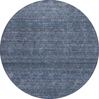 Piper Looms Chantille Geometric ACN1165 Navy Machine Washable Area Rug Round Main Image