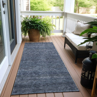 Piper Looms Chantille Geometric ACN1165 Navy Machine Washable Area Rug Runner Outdoor Lifestyle Image Feature