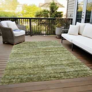 Piper Looms Chantille Stripes ACN1166 Olive Machine Washable Area Rug Outdoor Lifestyle Image Feature