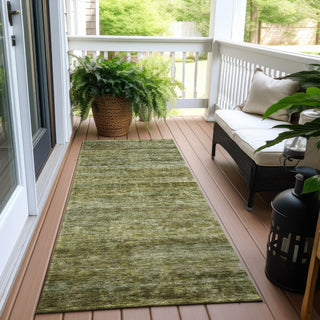Piper Looms Chantille Stripes ACN1166 Olive Machine Washable Area Rug Runner Outdoor Lifestyle Image Feature