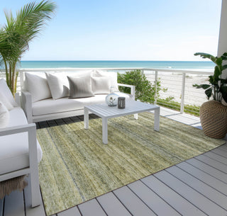 Piper Looms Chantille Stripes ACN1167 Aloe Machine Washable Area Rug Outdoor Lifestyle Image Feature