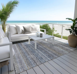 Piper Looms Chantille Stripes ACN1167 Blue Machine Washable Area Rug Outdoor Lifestyle Image Feature