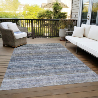 Piper Looms Chantille Stripes ACN1167 Blue Machine Washable Area Rug Outdoor Lifestyle Image Feature