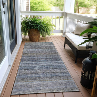 Piper Looms Chantille Stripes ACN1167 Blue Machine Washable Area Rug Runner Outdoor Lifestyle Image Feature