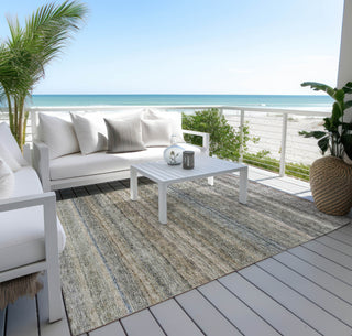 Piper Looms Chantille Stripes ACN1167 Taupe Machine Washable Area Rug Outdoor Lifestyle Image Feature