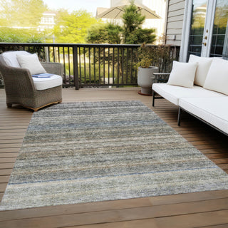 Piper Looms Chantille Stripes ACN1167 Taupe Machine Washable Area Rug Outdoor Lifestyle Image Feature