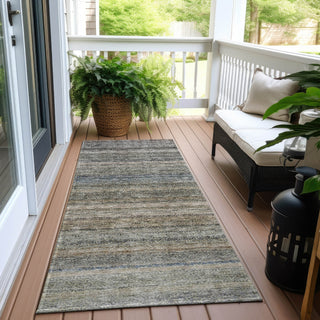 Piper Looms Chantille Stripes ACN1167 Taupe Machine Washable Area Rug Runner Outdoor Lifestyle Image Feature