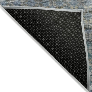 Piper Looms Chantille Stripes ACN1168 Blue Machine Washable Area Rug Backing Image
