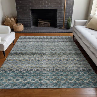 Piper Looms Chantille Stripes ACN1168 Blue Machine Washable Area Rug Lifestyle Image Feature