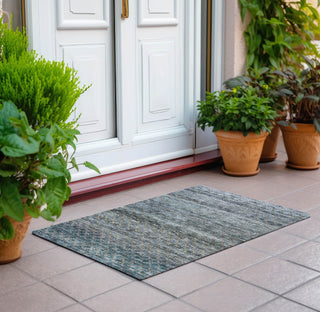 Piper Looms Chantille Stripes ACN1168 Blue Machine Washable Area Rug Scatter Outdoor Lifestyle Image Feature