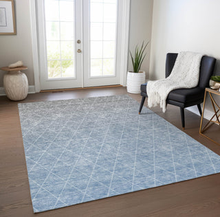Piper Looms Chantille Geometric ACN1175 Blue Machine Washable Area Rug Lifestyle Image Feature