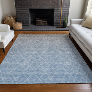 Piper Looms Chantille Geometric ACN1175 Blue Machine Washable Area Rug Lifestyle Image Feature