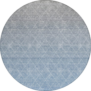 Piper Looms Chantille Geometric ACN1175 Blue Machine Washable Area Rug Round Main Image