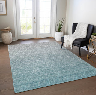 Piper Looms Chantille Geometric ACN1175 Teal Machine Washable Area Rug Lifestyle Image Feature