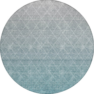 Piper Looms Chantille Geometric ACN1175 Teal Machine Washable Area Rug Round Main Image