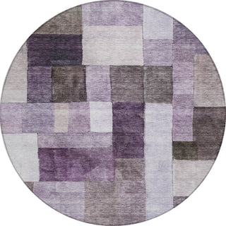 Piper Looms Chantille Squares ACN1190 Eggplant Machine Washable Area Rug Round Main Image