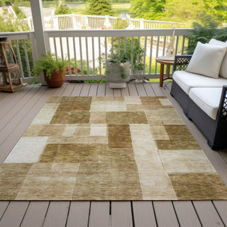 Piper Looms Chantille Squares ACN1190 Terracotta Machine Washable Area Rug Outdoor Lifestyle Image Feature