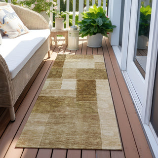 Piper Looms Chantille Squares ACN1190 Terracotta Machine Washable Area Rug Runner Outdoor Lifestyle Image Feature