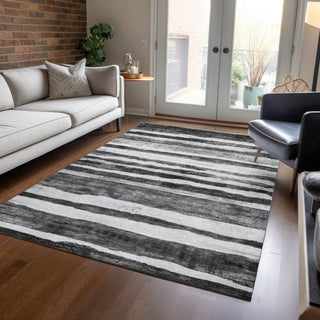 Piper Looms Chantille Stripes ACN1191 Charcoal Machine Washable Area Rug Lifestyle Image Feature
