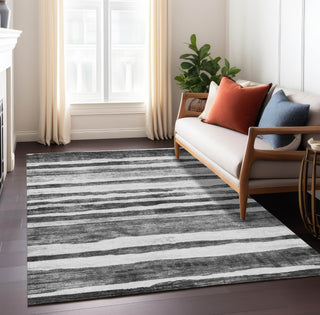 Piper Looms Chantille Stripes ACN1191 Charcoal Machine Washable Area Rug Lifestyle Image Feature