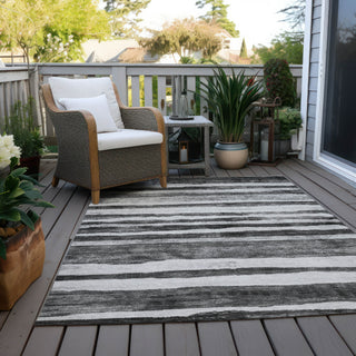 Piper Looms Chantille Stripes ACN1191 Charcoal Machine Washable Area Rug Outdoor Lifestyle Image Feature