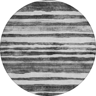 Piper Looms Chantille Stripes ACN1191 Charcoal Machine Washable Area Rug Round Main Image