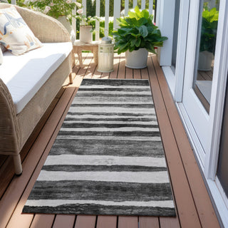 Piper Looms Chantille Stripes ACN1191 Charcoal Machine Washable Area Rug Runner Outdoor Lifestyle Image Feature