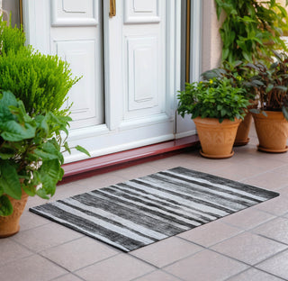 Piper Looms Chantille Stripes ACN1191 Charcoal Machine Washable Area Rug Scatter Outdoor Lifestyle Image Feature