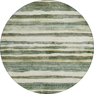 Piper Looms Chantille Stripes ACN1191 Sage Machine Washable Area Rug Round Main Image