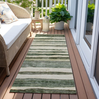 Piper Looms Chantille Stripes ACN1191 Sage Machine Washable Area Rug Runner Outdoor Lifestyle Image Feature