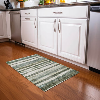 Piper Looms Chantille Stripes ACN1191 Sage Machine Washable Area Rug Scatter Lifestyle Image Feature