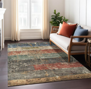 Piper Looms Chantille Stripes ACN1198 Fern Machine Washable Area Rug Lifestyle Image Feature