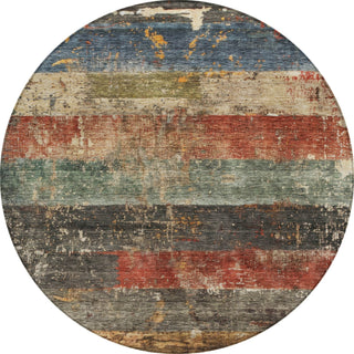 Piper Looms Chantille Stripes ACN1198 Fern Machine Washable Area Rug Round Main Image