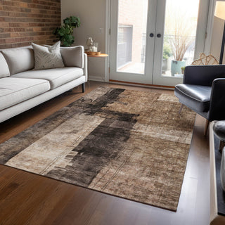 Piper Looms Chantille Abstract ACN1202 Brown Machine Washable Area Rug Lifestyle Image Feature