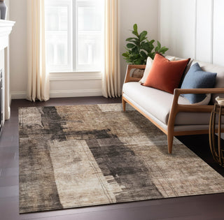 Piper Looms Chantille Abstract ACN1202 Brown Machine Washable Area Rug Lifestyle Image Feature