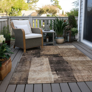 Piper Looms Chantille Abstract ACN1202 Brown Machine Washable Area Rug Outdoor Lifestyle Image Feature